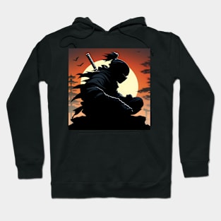 Ninja sitting on top silhouette Hoodie